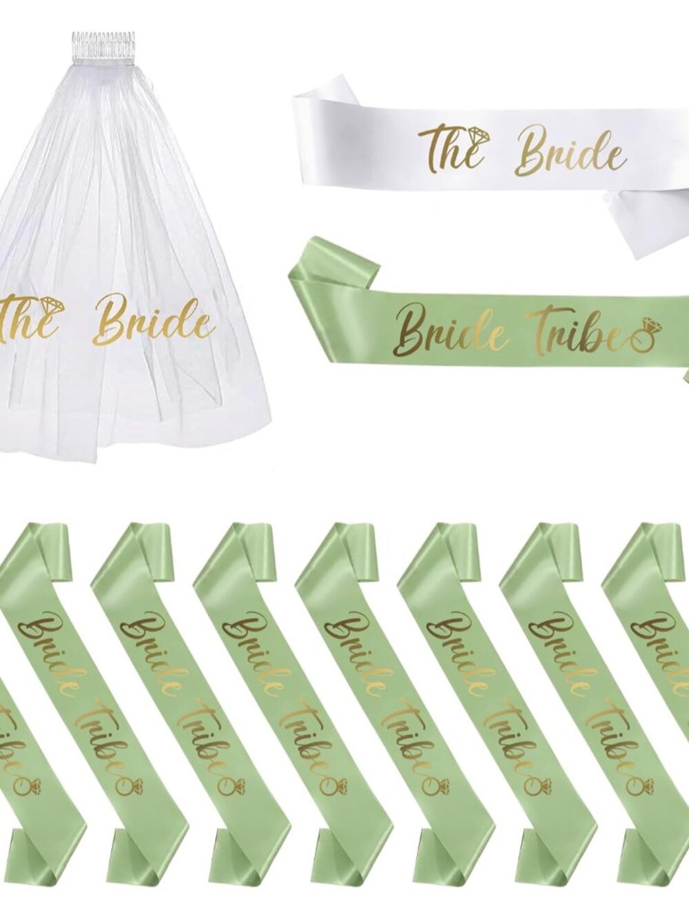 Bachelorette Party Favors Bride to Be Sash and Veil Set Bachelorette Sashes Brid